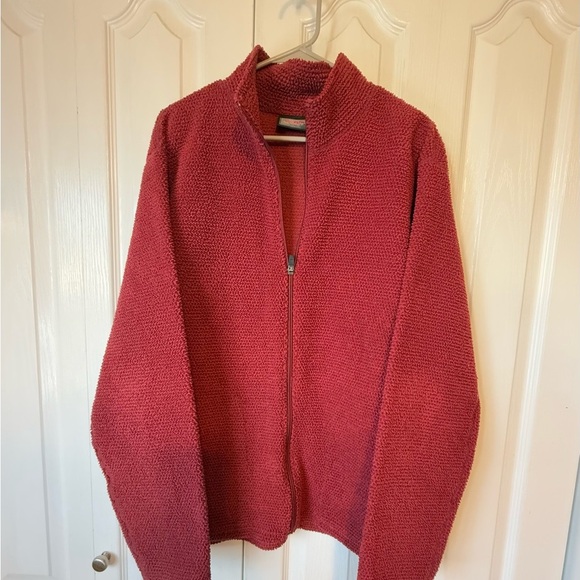 Hot Chillys Men’s Cozy Red Knit Zip-Up Sweater Size Large - Picture 1 of 6